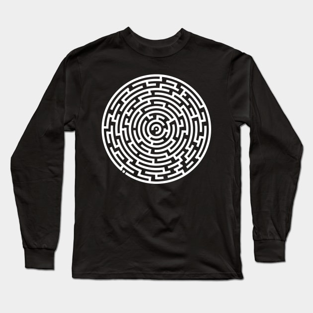 Maze Circle Maze Runner Labyrinth Long Sleeve T-Shirt by ballhard